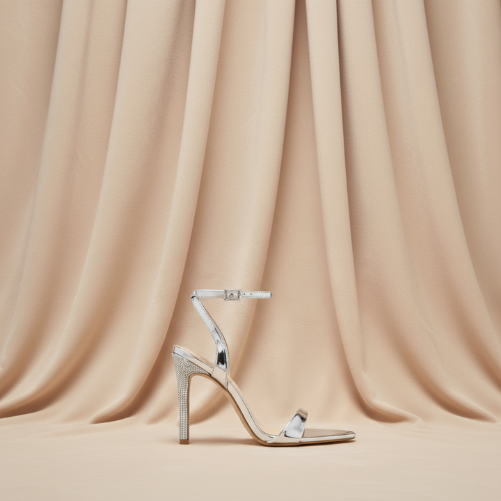 Buckle Rhinestone Stiletto Peep Toe Heels