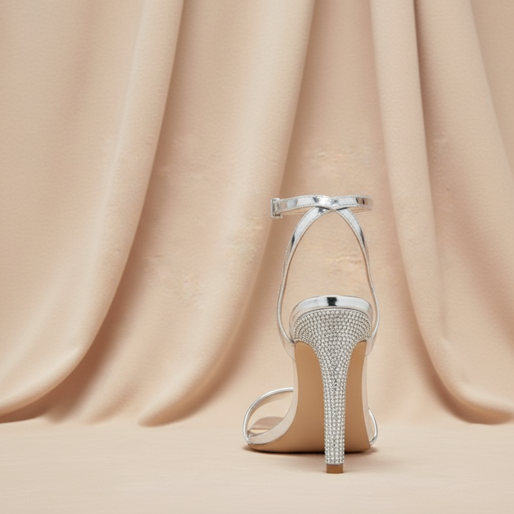 Buckle Rhinestone Stiletto Peep Toe Heels