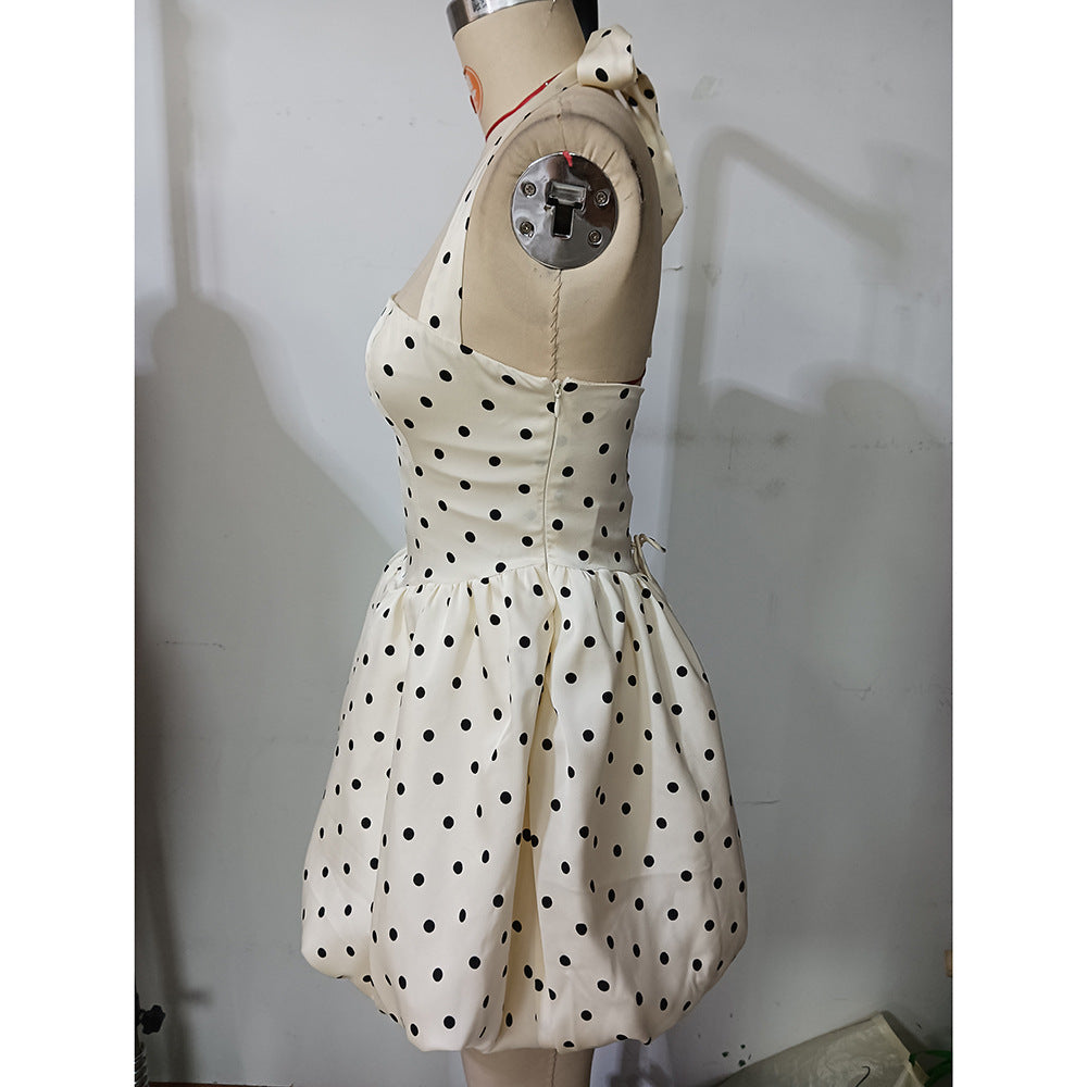French Polka Dot Puff Dress