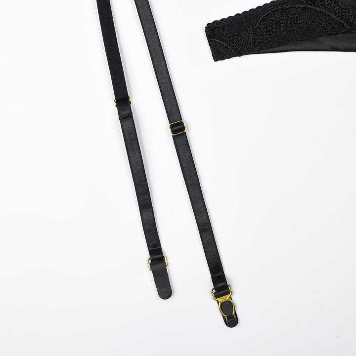 Feather Embroidery Sexy Three Piece Lingerie