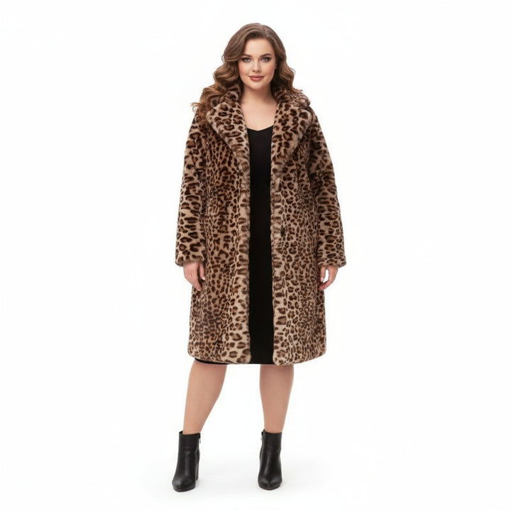 Leopard Print Faux Fur Plush Coat
