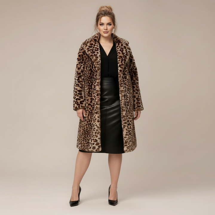 Leopard Print Faux Fur Plush Coat