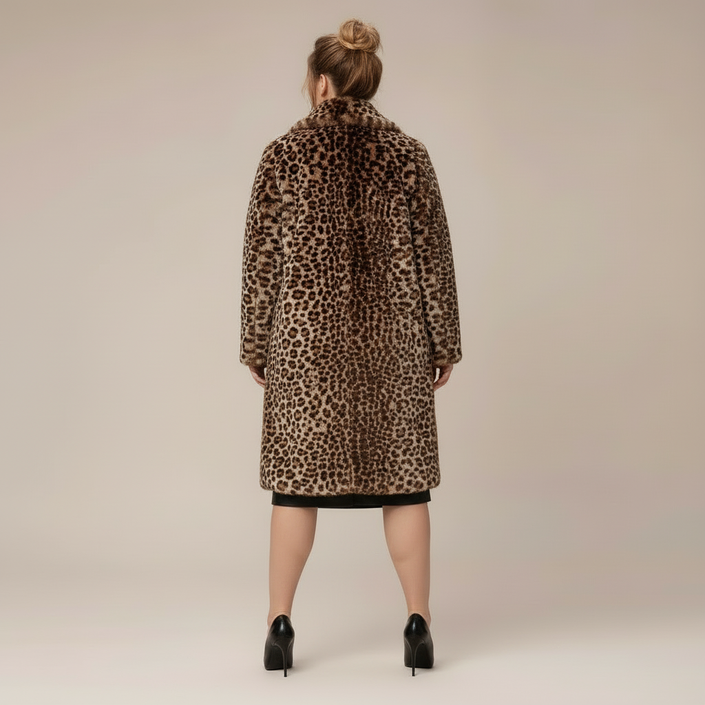 Leopard Print Faux Fur Plush Coat