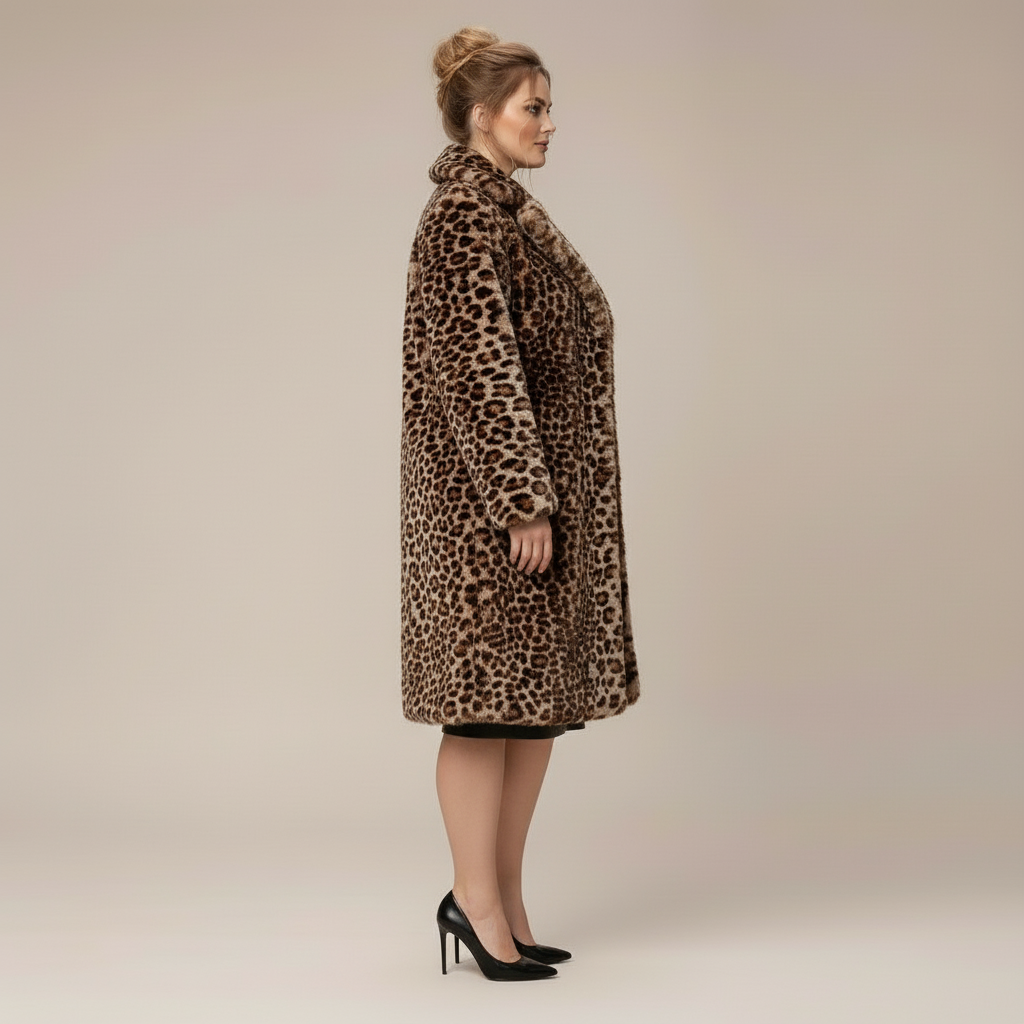 Leopard Print Faux Fur Plush Coat