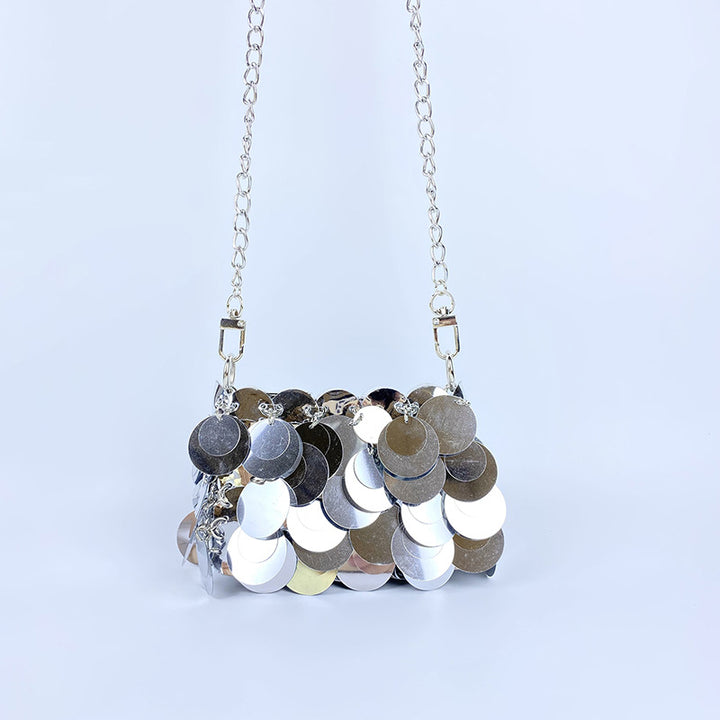 Multi Sized Sequined Chain Shoulder Bag