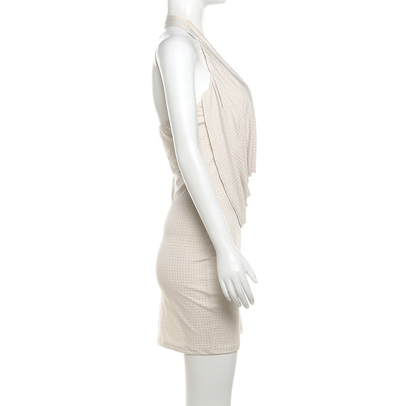 Rhinestone Low Cut Halter Dress