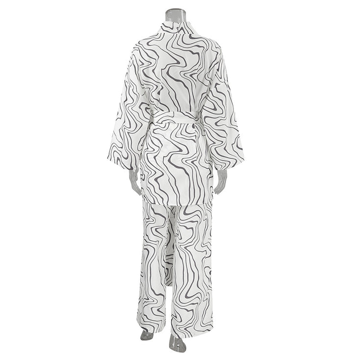 Printed Cardigan Long Sleeve Breathable Pajamas
