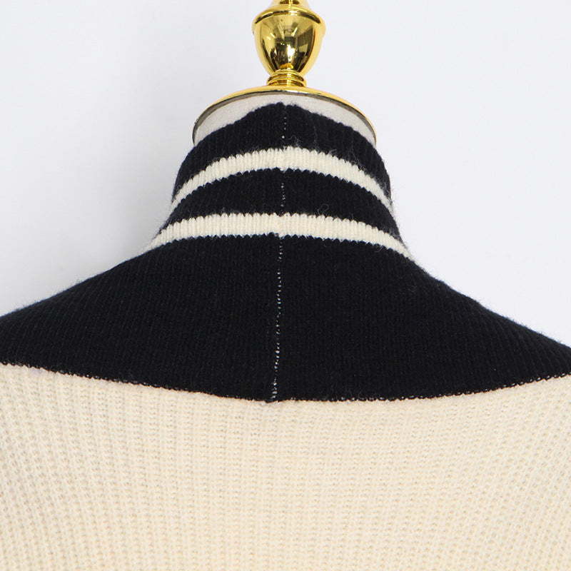 French Ivory and Black Lazy Knitted Cardigan