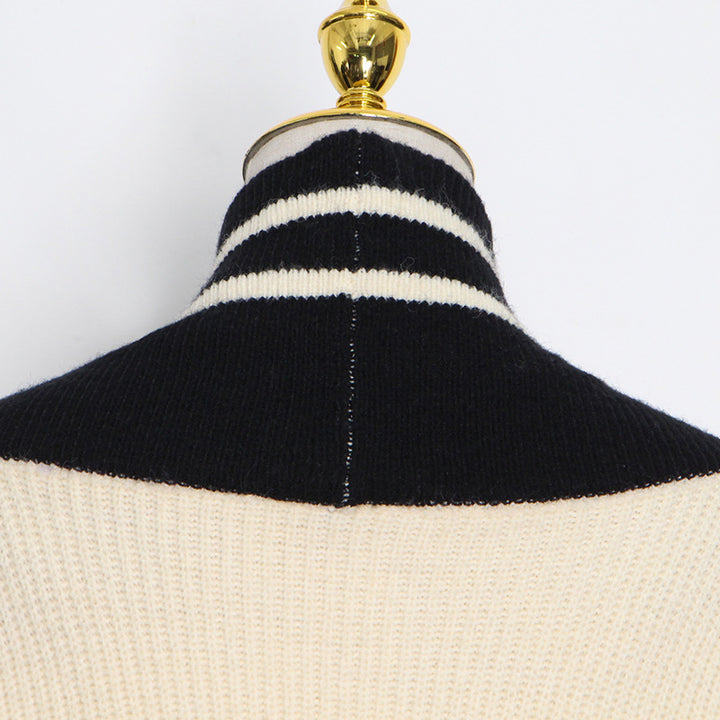 French Ivory and Black Lazy Knitted Cardigan