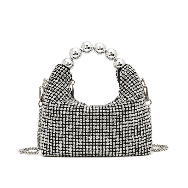 Rhinestone Metal Ball Handle Bag