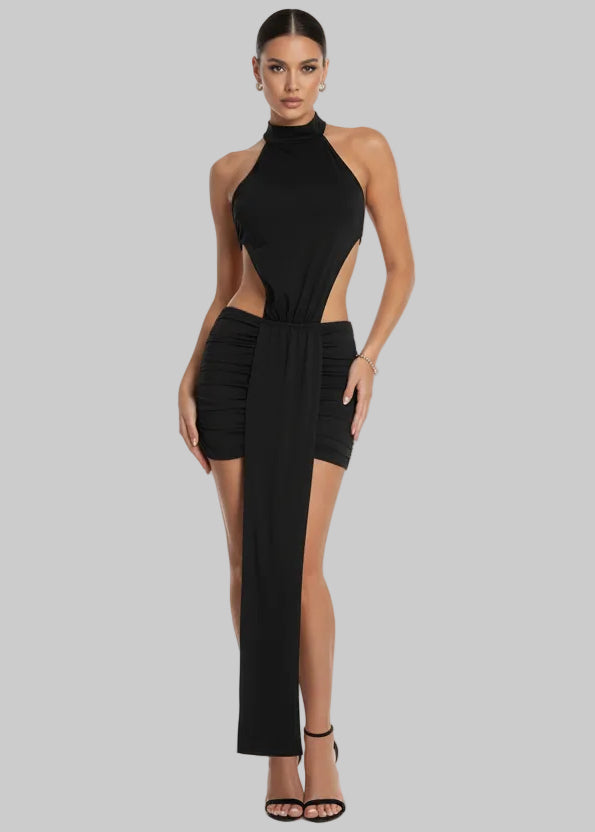 High Neck Sleeveless Mini Dress