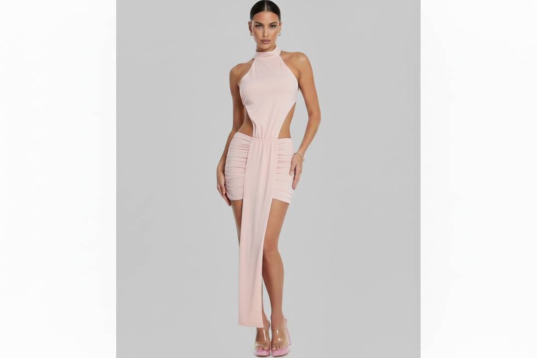 High Neck Sleeveless Mini Dress