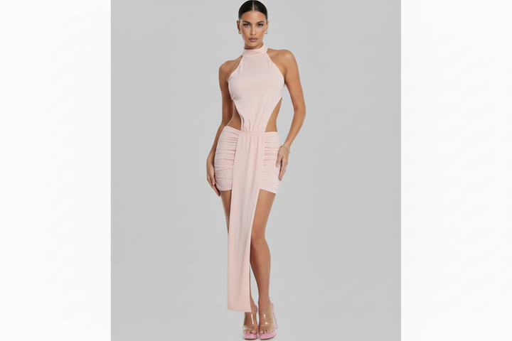 High Neck Sleeveless Mini Dress