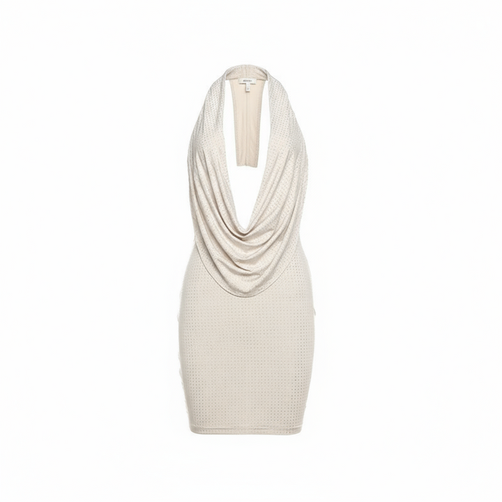 Rhinestone Low Cut Halter Dress