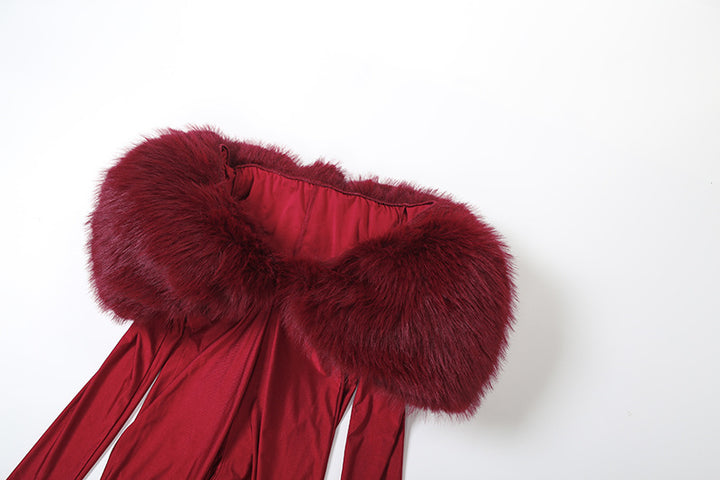 Off Shoulder Furry Jumpsuit