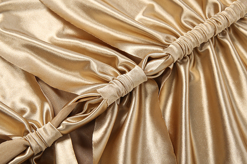 Backless Pleated Strapless Dress