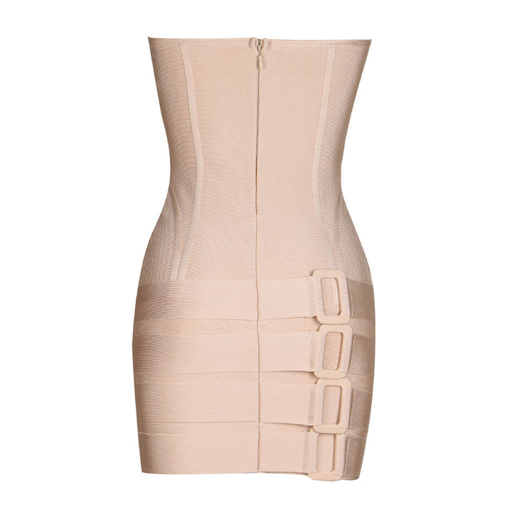 Strapless Buckle Bandage Dress