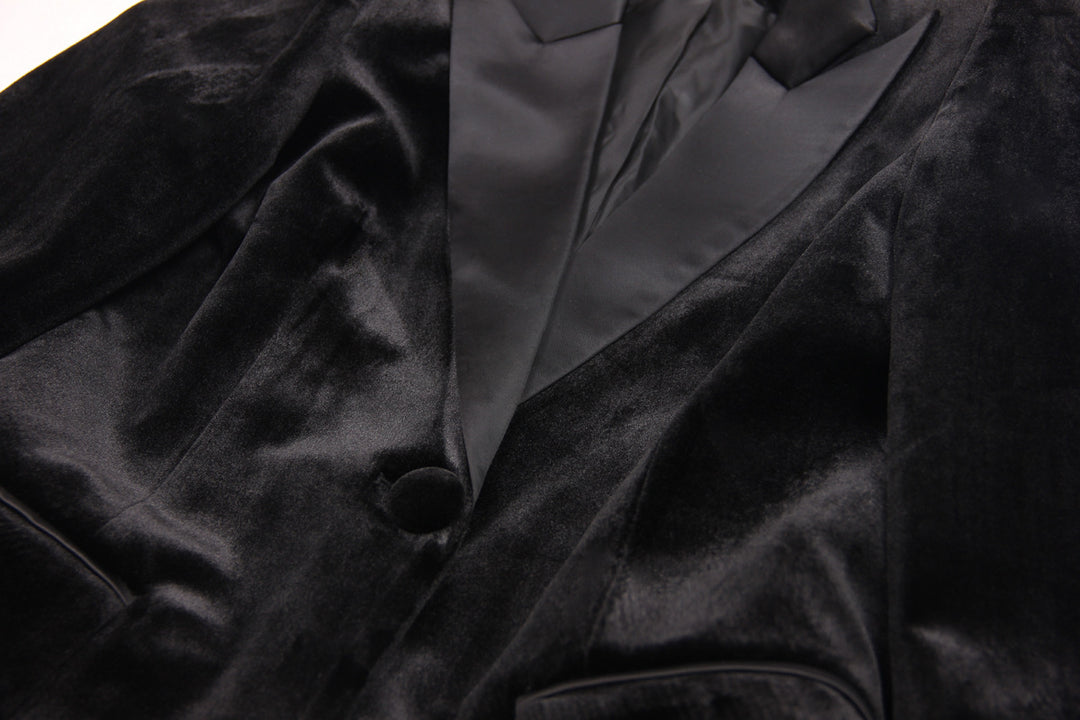 Velvet Ostrich Feather Blazer