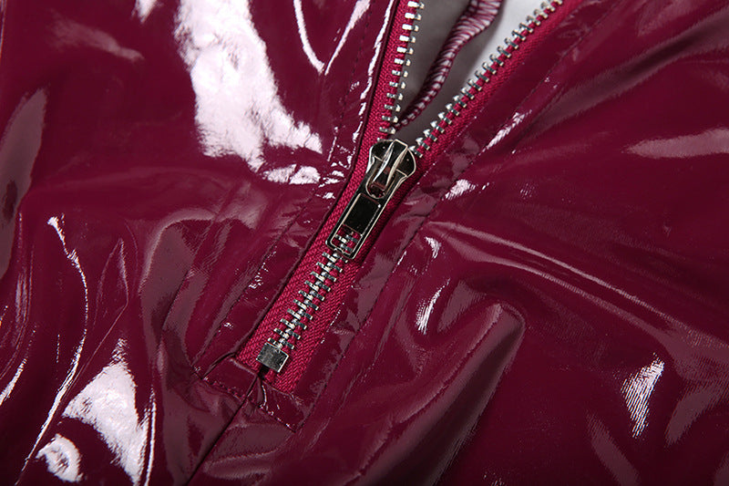 Halter High Waist Faux Leather Set