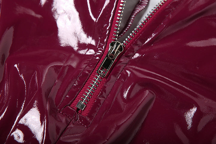 Halter High Waist Faux Leather Set