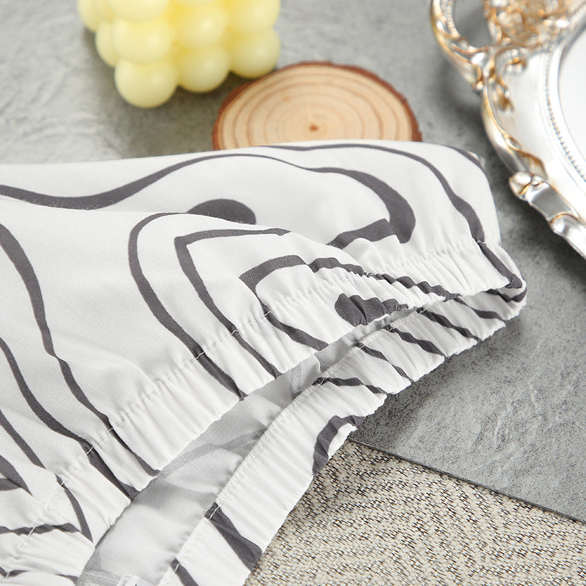 Printed Cardigan Long Sleeve Breathable Pajamas