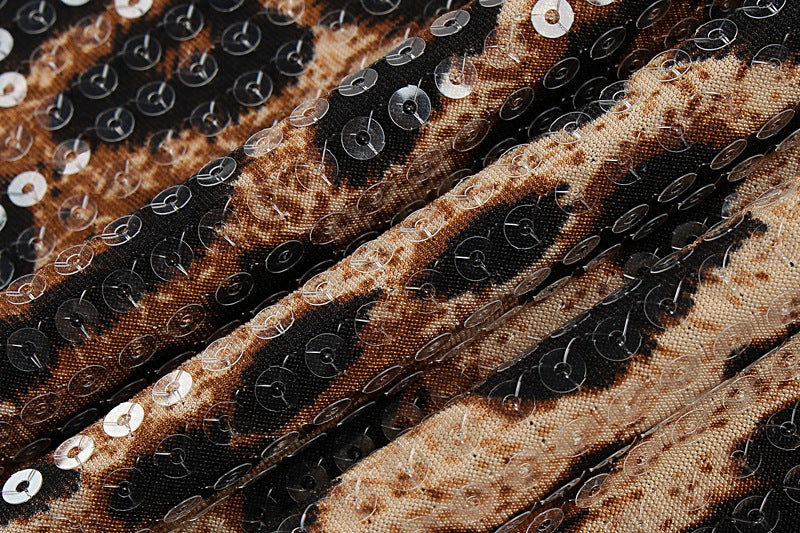 Halter Leopard Print Deep V Dress