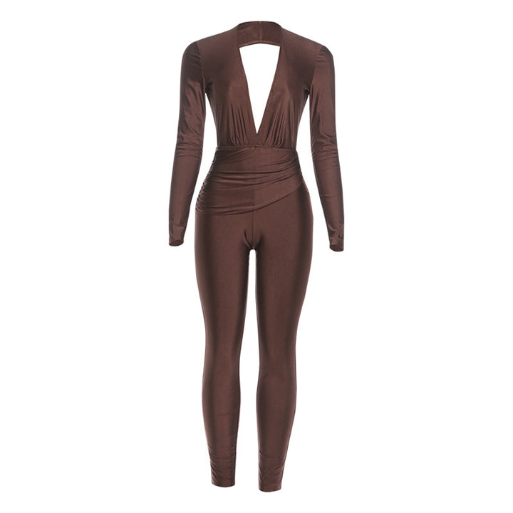 Backless Deep V Plunge Jumpsuit