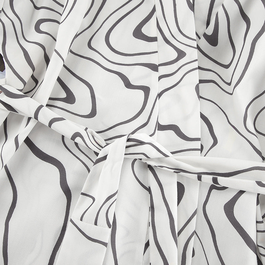 Printed Cardigan Long Sleeve Breathable Pajamas