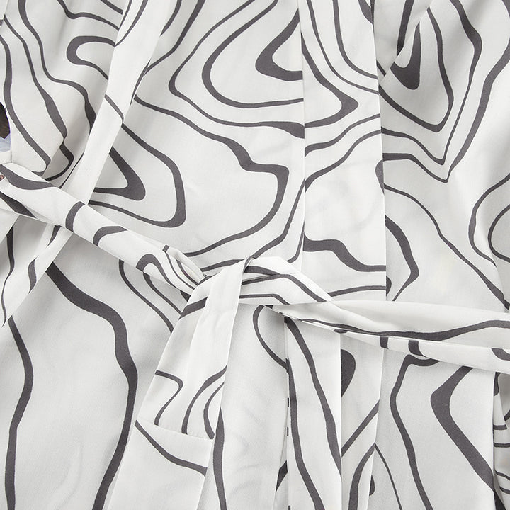 Printed Cardigan Long Sleeve Breathable Pajamas