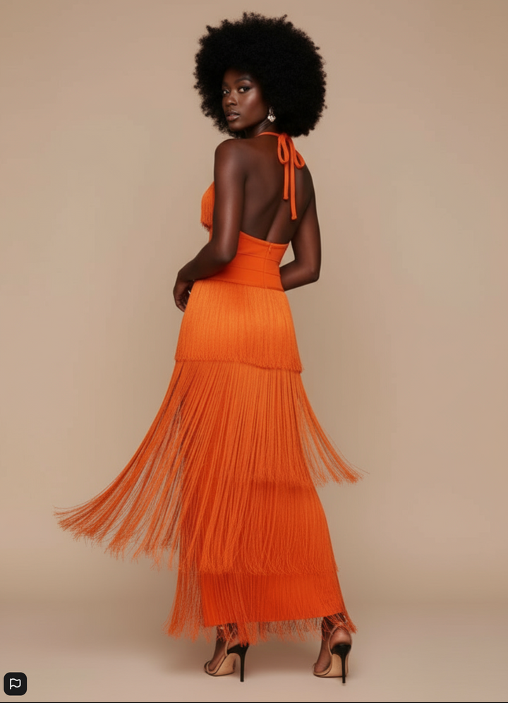 Tassel Halter Maxi Dress