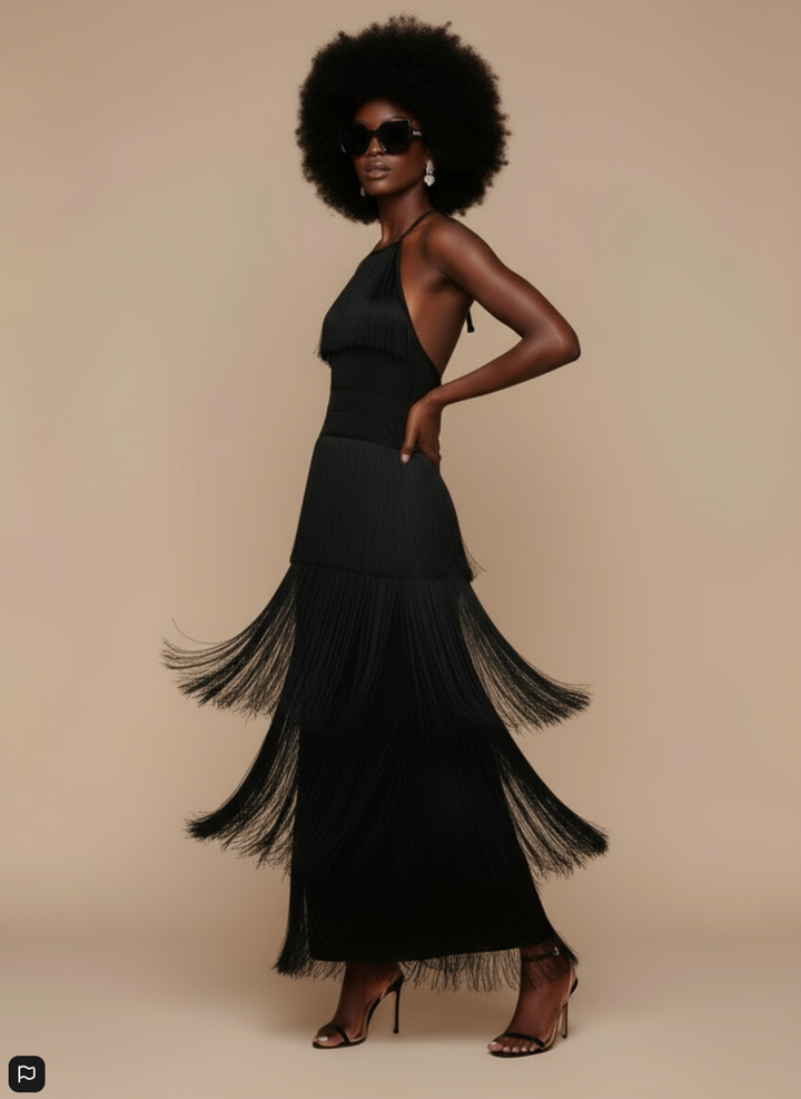 Tassel Halter Maxi Dress