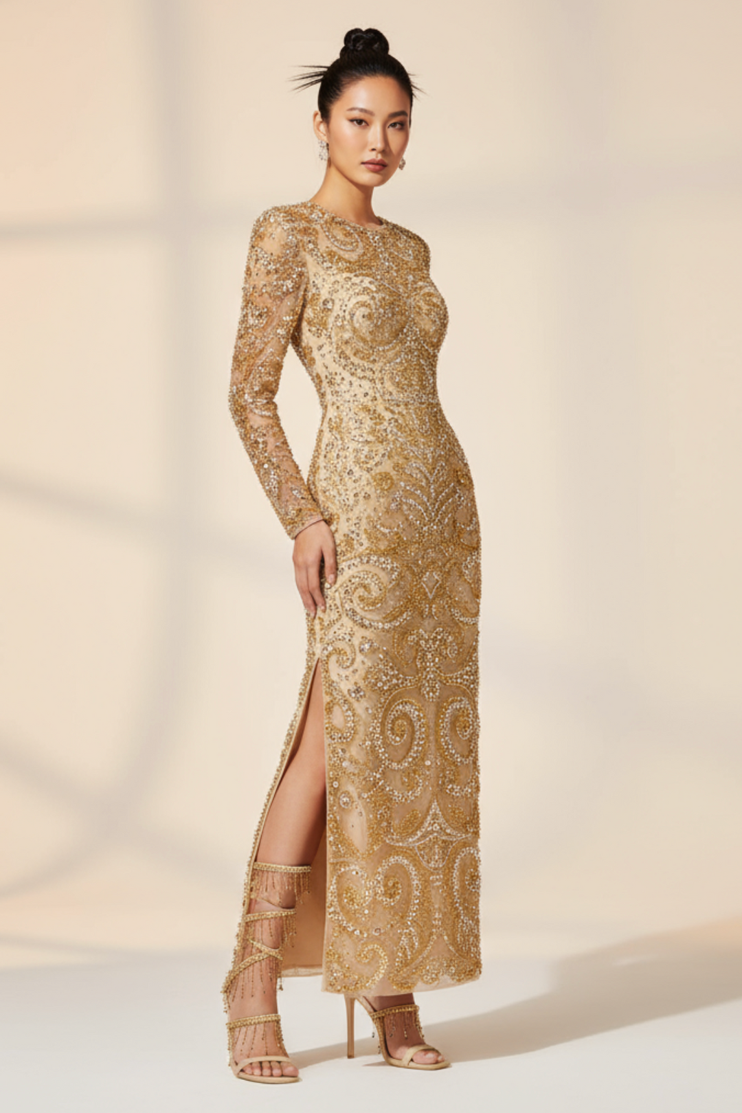 Winding Rhinestone Embellished High Heel Sandals