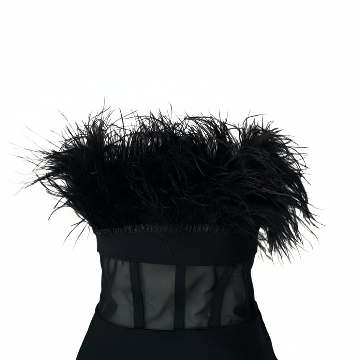 Strapless Feather Lace Bandage Dress