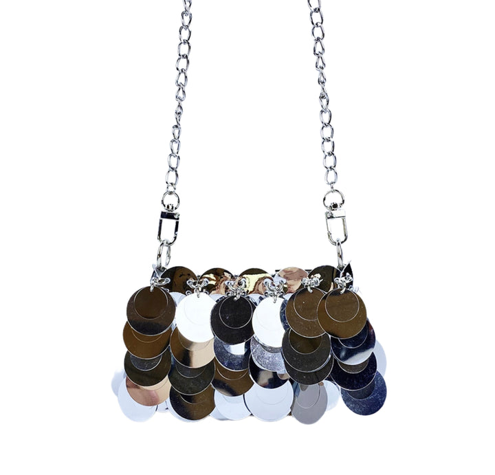 Multi Sized Sequined Chain Shoulder Bag