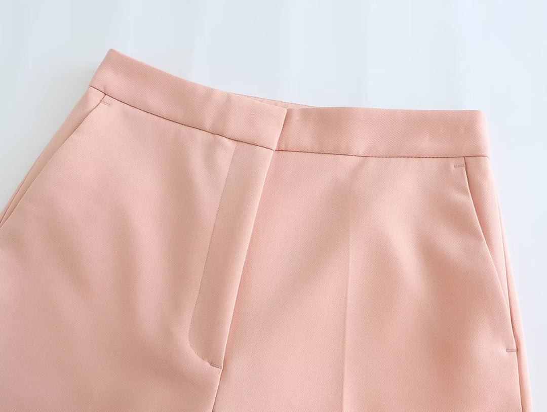 Spring Summer Casual Pink High Slimming Straight Loose Women Casual Work Pant