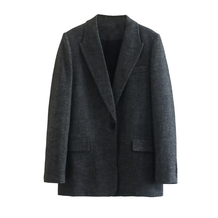 One Button Textured Coat