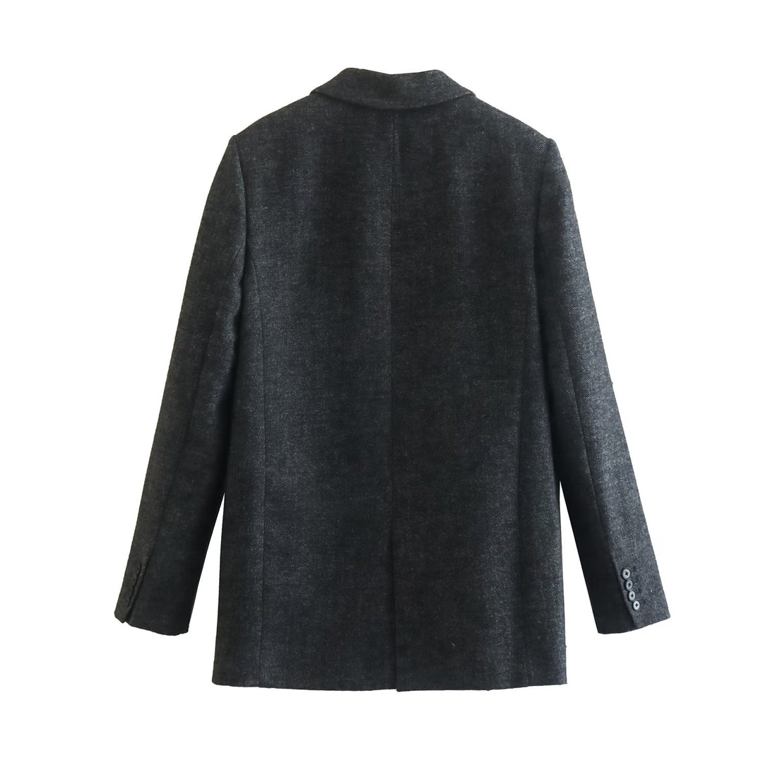 One Button Textured Coat