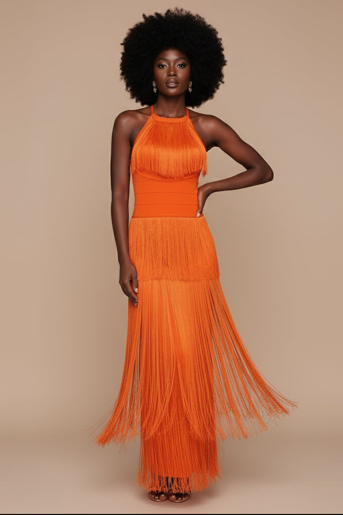 Tassel Halter Maxi Dress