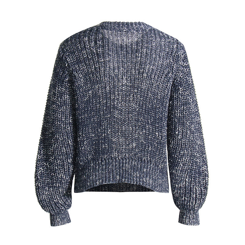 Retro Round Neck Chain Sweater